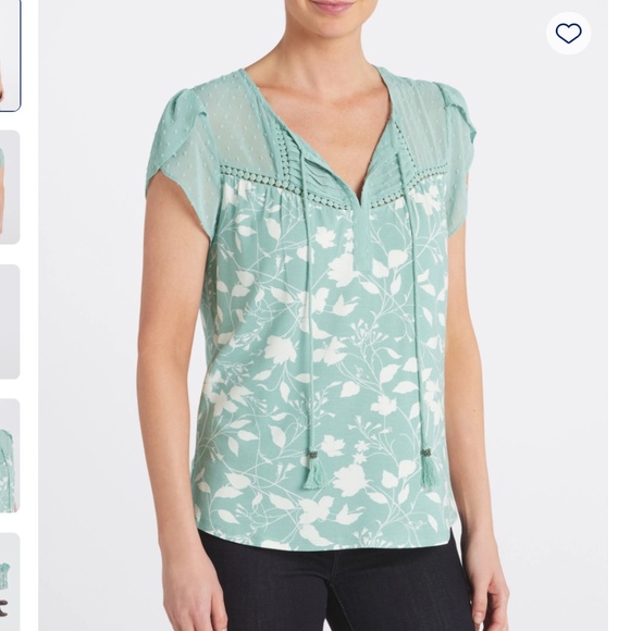 NWOT Daniel Rainn Jarra Flutter Sleeve Tassel Knit Top- Turquoise- Size SP - Picture 1 of 13